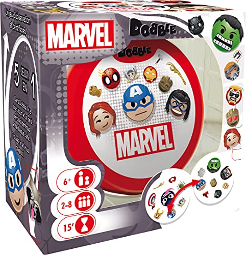 Asmodee Dobble Marvel Emoji - Juego de mesa, de cartas, de observación (versión en francés)