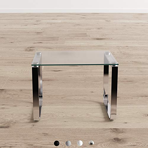 ASPECT Mesa Auxiliar Rectangular Sloane, Vidrio Templado, Clear, 45 x 55 x 40 cm
