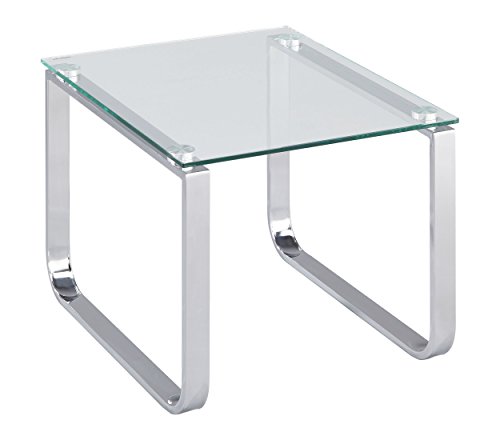 ASPECT Mesa Auxiliar Rectangular Sloane, Vidrio Templado, Clear, 45 x 55 x 40 cm