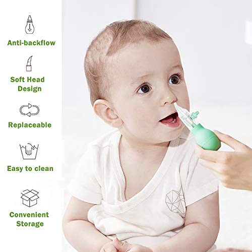 Aspirador nasal, Limpiador Nasal Bebe, Aspirador Nasal Bebes, 2 paquetes de limpiador de nariz para bebés, boquillas para chupadores de mocos reutilizables para bebés y niños pequeños