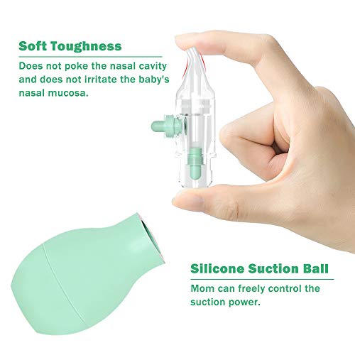 Aspirador nasal, Limpiador Nasal Bebe, Aspirador Nasal Bebes, 2 paquetes de limpiador de nariz para bebés, boquillas para chupadores de mocos reutilizables para bebés y niños pequeños