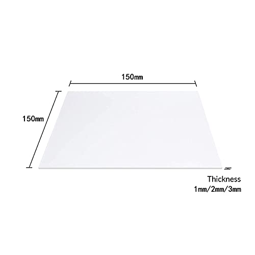 Ass-DG Lámina acrílica Transparente de plexiglás, Placa de metacrilato, Paneles de plástico, 1 mm, 2 mm, 3 mm de Grosor para Bricolaje, Protectores de barandillas, 150 * 150 mm