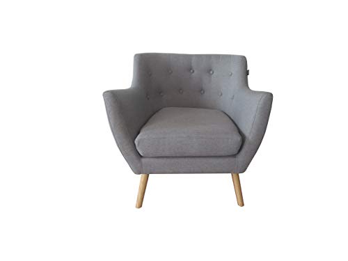 Astan Hogar, Butaca Capitoné Estilo Mid-Century Modern Tapizado Tela, Modelo Zeus AH-AR60200GR, Gris,
