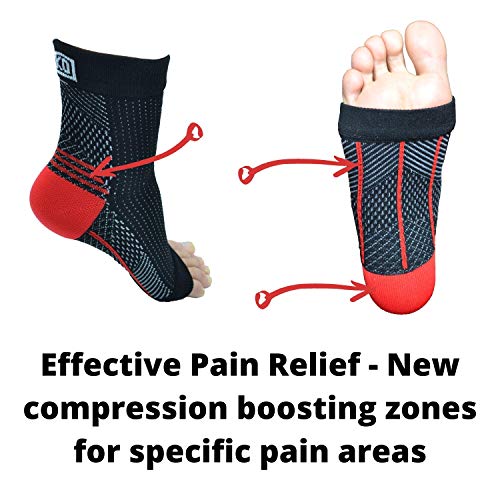 Atlecko Calcetines para fascitis plantar, 2 pares, mangas de compresión para aliviar el dolor de artritis, tobillo para hombres y mujeres, negro (L/XL)