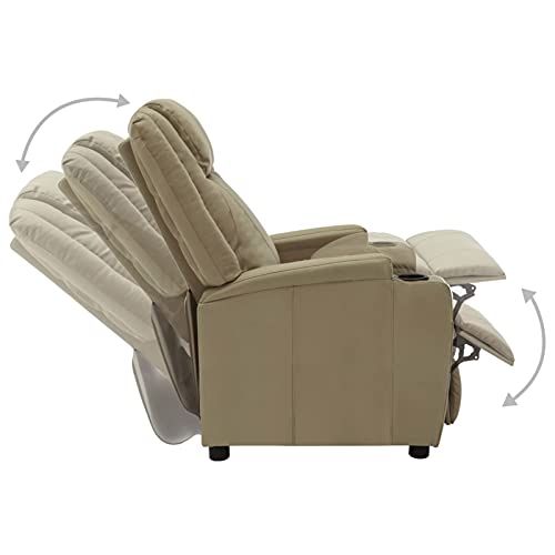 Atlojoys Sillón reclinable, Respaldo y los reposapiés Son Ajustables, Ideal Gente Mayor, Hogar Sillón Relax, Sillón Tapizado, de Cuero sintético Capuchino