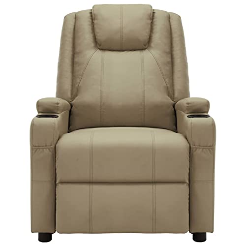 Atlojoys Sillón reclinable, Respaldo y los reposapiés Son Ajustables, Ideal Gente Mayor, Hogar Sillón Relax, Sillón Tapizado, de Cuero sintético Capuchino