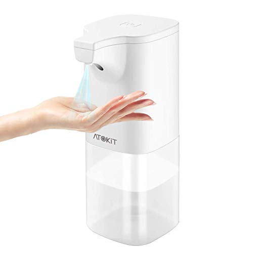 ATOKIT Dispensador Automático de Jabón, Dispensador automático de alcohol, 350ML Dispensador de jabón, IPX3 a prueba de agua para cocina, oficina, baño, inodoro