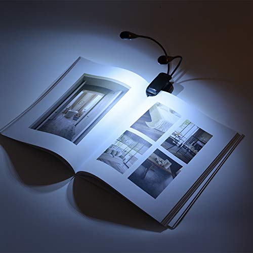 Atril de música Luz con clip de luz Luces de lectura Lámpara de escritorio USB LED Luz de libro recargable Mini luz Lámpara de abrazadera de cuello de cisne flexible de 360 ​​° para cama(6 cuentas)