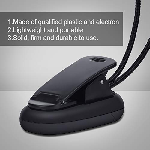 Atril de música Luz con clip de luz Luces de lectura Lámpara de escritorio USB LED Luz de libro recargable Mini luz Lámpara de abrazadera de cuello de cisne flexible de 360 ​​° para cama(6 cuentas)