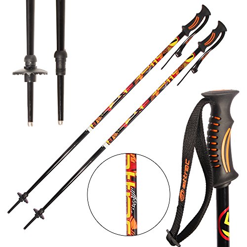 ATTRAC Bastones de esquí a Longitud Fija - Palos con Tubo de Aluminio de 18 mm - Agarre de Goma Antideslizante y Correas ultraligeras - Talla a Elegir + PDF Workout (130 cm)