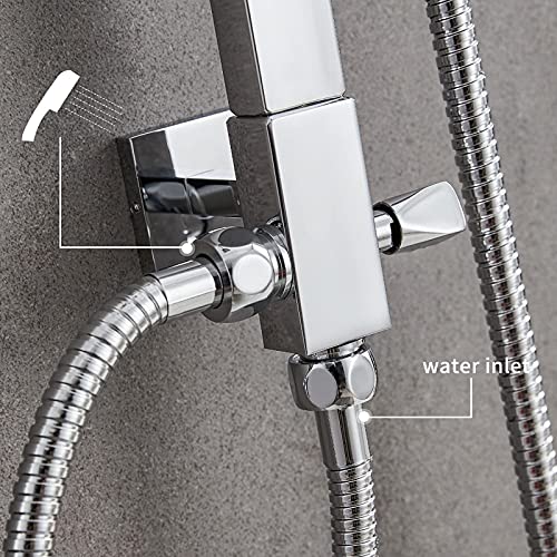 AuraLum Columna de Ducha Acero Inoxidable, Barra Ducha Altura Ajustable 720-1240mm, con 10'' Ducha de Lluvia y Ducha de Mano, Set de Ducha para Baño