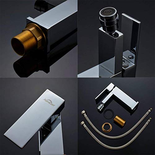 Auralum - Set Grifo Bidet + Grifo Lavabo, Moderno Grifo Bidé con Aireador Giratorio 360̊ , Mezclador de Lavabo Cromado para Baño