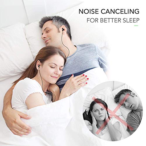 Auriculares In-Ear para Dormir, AGPTEK Cascos con Micrófono y Cable Control Sonido Estéreo 3.5mm para Dormir, Deportes, Viajes, Meditación y Relajación, Negro (AGPTEK ZP04)