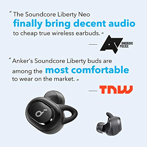 Auriculares inalámbricos Bluetooth 5.0, Anker Soundcore Liberty Neo, Sonido estéreo, Drivers de Grafeno, Mini Twins In-Ear, Ajuste Seguro, cancelación de Ruido, Resistencia al Sudor IPX5 para Deporte
