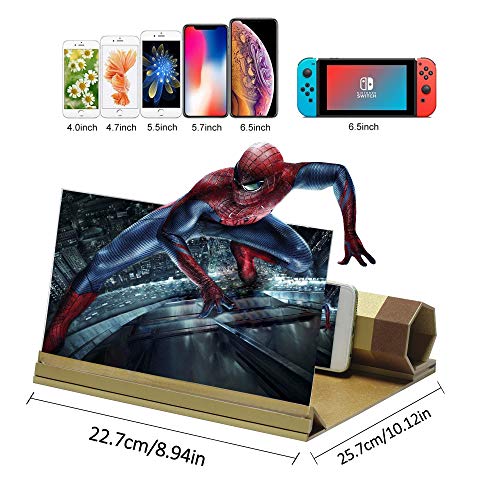 Austings 12 'Lupa de Pantalla, Pantalla de teléfono móvil Plegable de Grano de Madera sólida, Adecuada para Ver Videos de películas en Todos los teléfonos Inteligentes (C)