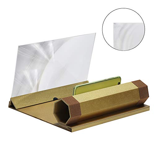 Austings 12 'Lupa de Pantalla, Pantalla de teléfono móvil Plegable de Grano de Madera sólida, Adecuada para Ver Videos de películas en Todos los teléfonos Inteligentes (C)