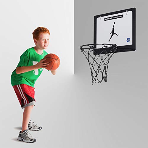 AUTENS Mini Canasta de Baloncesto Interior para Niños y Adultos, Tablero de Basket para Colgar en Puerta habitacion Pack Completo con Aro, 2 Pelotas e Inflador, Regalo Original