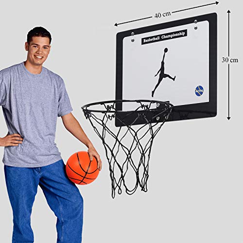 AUTENS Mini Canasta de Baloncesto Interior para Niños y Adultos, Tablero de Basket para Colgar en Puerta habitacion Pack Completo con Aro, 2 Pelotas e Inflador, Regalo Original