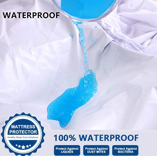 Authda Funda Impermeable para colchón y Transpirable Protector de colchón Antiácaros Silencioso Bajera Sabanas Impermeable