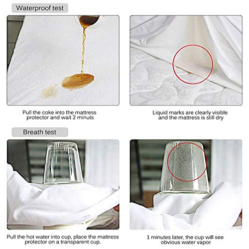 Authda Funda Impermeable para colchón y Transpirable Protector de colchón Antiácaros Silencioso Bajera Sabanas Impermeable