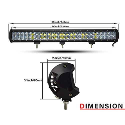 AUXTINGS 25 pulgadas 162 LED Light bar Fish Eye High Brightness Lens Spot Flood Combo IP67 Work Lights Off Road Light Fit for Pickup SUV 4X4 ATV UTE etc