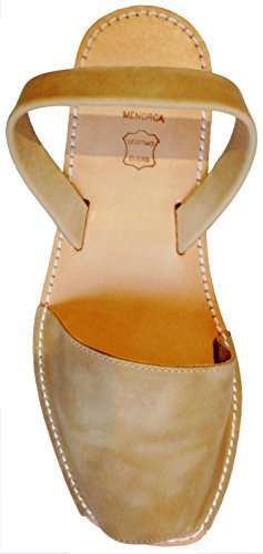 Avarcas Menorquinas con Suela Beige Suela de Goma, Tallas Grandes, Abarcas, Albarcas, Sandalias (43 EU, Natural Aguas Box con Suela Beige)