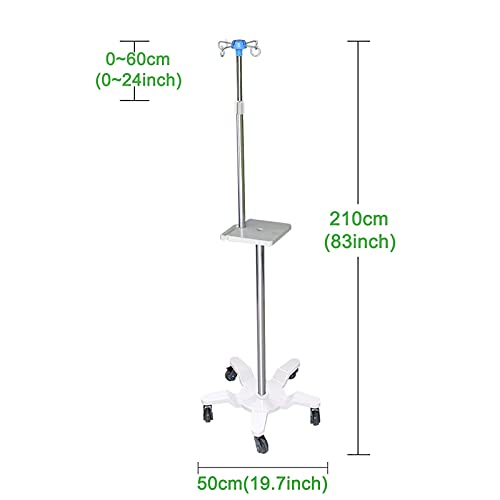 AWCPP Polos Iv Altura Ajustable Portátil 150~210 Cm, Soporte de Infusión, Base de Hierro Fundido, 2 Ruedas con Frenos