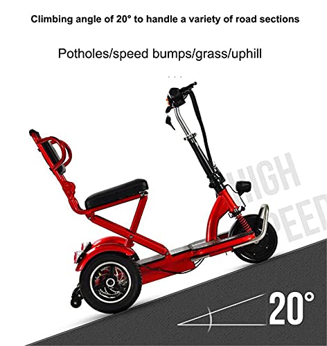 AWJ Scooter de Movilidad eléctrico Plegable de 3 Ruedas, Triciclo eléctrico, Scooter eléctrico portátil Ligero, para Viajes, Adultos, Ancianos, Solo admite 150 kg de Peso