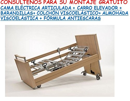 Ayudas Dinámicas Cama ELECTRICA ARTICULADA + Carro Elevador +BARRANDILLAS+ Almohada VISCOELÁSTICA + COLCHÓN VISCOELÁSTICO + Crema ANTIESCARAS DE Regalo