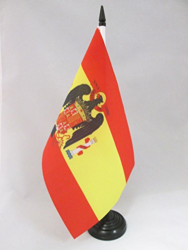 AZ FLAG Bandera de Mesa de ESPAÑA DE Franco 1945-1977 21x14cm - BANDERINA de DESPACHO FRANQUISTA ESPAÑOLA 14 x 21 cm