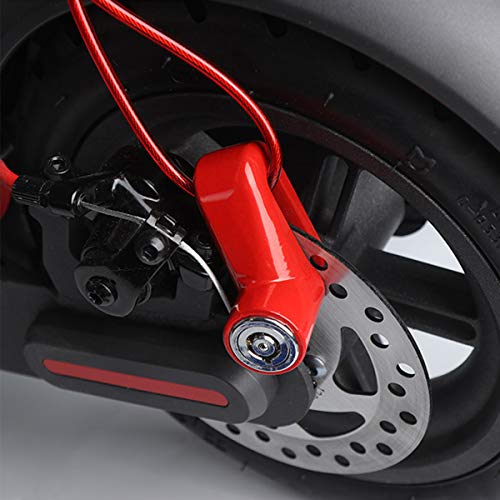 azamp Scooter Eléctrico Cerradura del Freno de Disco Cerradura de Seguridad, Cerradura de Alambre de Acero Antirrobo para Xiaomi Mijia M365 Ruedas de Bicicleta Armario con Cuerda de Recordatorio