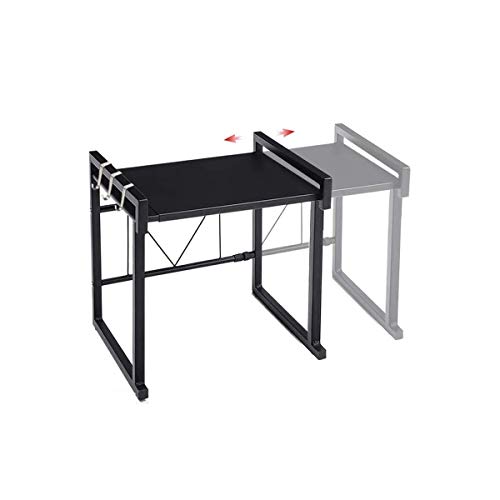 azorex Soporte Extensible para Microondas Estante Estantería Horno Encimera de Acero al Carbono con Ganchos para Colgar Multifuncional Organizador Estanteria Cocina 37.5 * 7.5 * 43cm (Blanco)