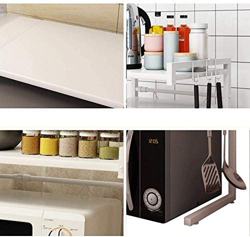 azorex Soporte Extensible para Microondas Estante Estantería Horno Encimera de Acero al Carbono con Ganchos para Colgar Multifuncional Organizador Estanteria Cocina 37.5 * 7.5 * 43cm (Blanco)