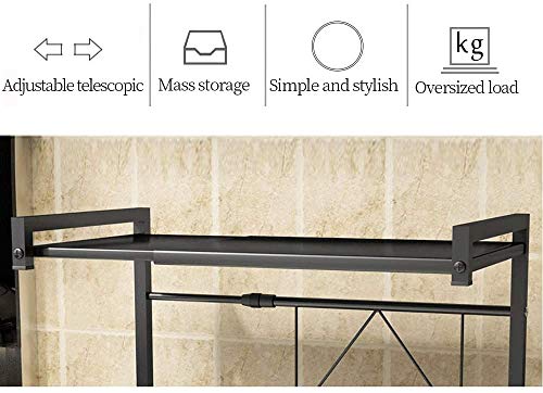 azorex Soporte Extensible para Microondas Estante Estantería Horno Encimera de Acero al Carbono con Ganchos para Colgar Multifuncional Organizador Estanteria Cocina 37.5 * 7.5 * 43cm (Blanco)