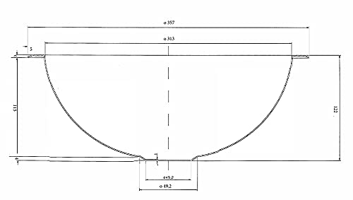 baanio Lavabo Acero Inoxidable Circular 36 cm encastre en Mueble de Baño o Encimera. Lavabo de diseño Industrial, Funcional y Muy versátil. Ideal para baños reducidos. Sin Rebosadero.