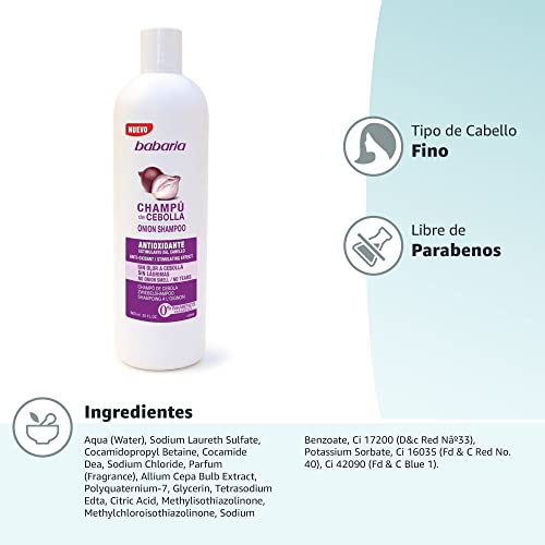 Babaria Cebolla Antioxidante - Champú, Blanco, 700 Mililitros