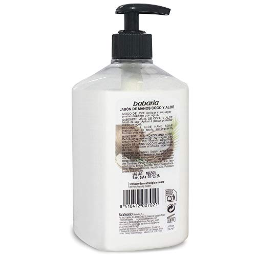 Babaria - Jabón De Manos de Coco&Aloe, Blanco, 500 ml