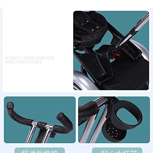 Baby Trike Triciclo, asiento ajustable y luces dinámicas de colores musicales, y un empujador desmontable toldos grandes, ruedas bloqueables, canasta grande (Color: Rojo) (Color: Gris) s para 1 Happy