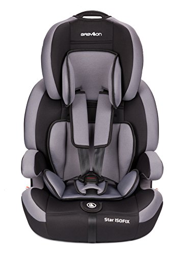 BABYLON silla coche Star ISOFIX. Silla coche bebe para Niños 9-36 kg. Silla coche grupo 1-2-3 isofix. Silla bebe coche ECE R44 / 04 Gris