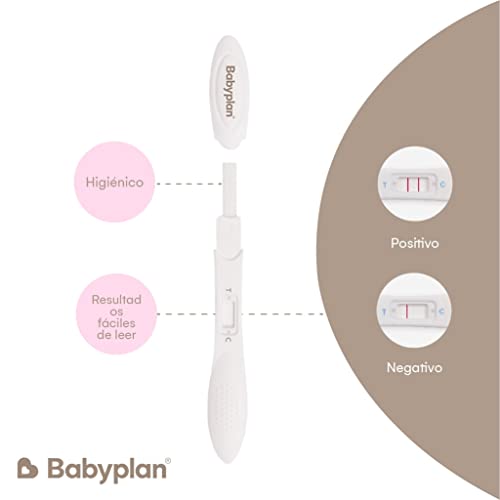 Babyplan - 3 Test de Embarazo de Detección Precoz, (Gran sensibilidad- 10mIU) (HCG), en formato Termómetro, Test higiénicos para planear el embarazo (precisión 99,9%), Largos y fáciles de usar