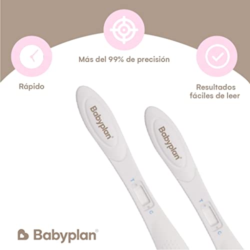 Babyplan - 3 Test de Embarazo de Detección Precoz, (Gran sensibilidad- 10mIU) (HCG), en formato Termómetro, Test higiénicos para planear el embarazo (precisión 99,9%), Largos y fáciles de usar