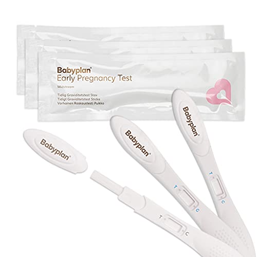 Babyplan - 3 Test de Embarazo de Detección Precoz, (Gran sensibilidad- 10mIU) (HCG), en formato Termómetro, Test higiénicos para planear el embarazo (precisión 99,9%), Largos y fáciles de usar