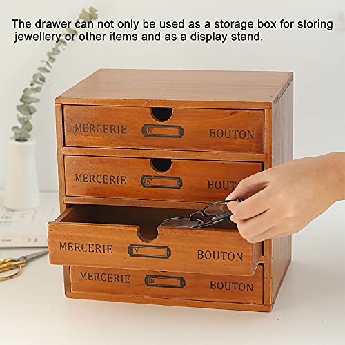 Baffect Caja de Almacenamiento con cajones de Madera Caja de cajones Vintage de 1 Piso Caja de joyería Caja de Madera con Organizador de cajones Mesa de Madera para Almacenamiento, 1 Piso (4 Pisos)