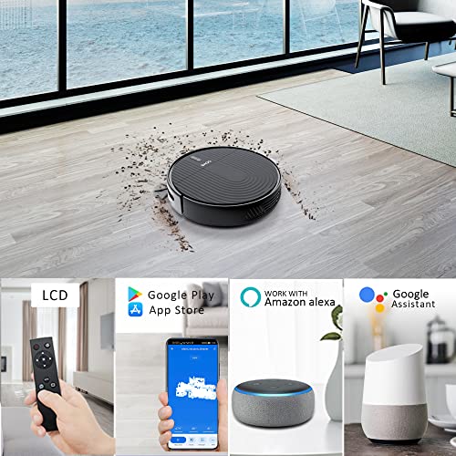 BAGO Robot Aspirador, 2000 Pa, aspiración Fuerte, autocargable, silencioso, 600 ml con batería 4400 mAh para aspirar el Pelo de Mascotas, Suelo de baldosas, Suelo Duro, Alfombra de Pelo bajo