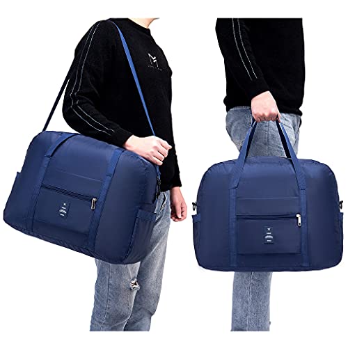 BAGZY Plegable Bolso de Viaje Grande Bolsa de Hombro de Gimnasio Bolsa Deportiva Mano Maleta de Viaje Weekend Cabina de Equipaje Bolso Holdall Bolsa Fines de Semana Equipaje Camping 35L Gris