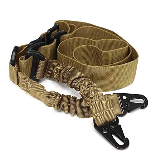 BAIGIO 2 Punto Rifle Sling Multiusos Pistola Ajustable Correa Táctica de Hombro Cuerda con Cordón Elástico para la Caza Camping Deportes al Aire Libre (Marrón-1)