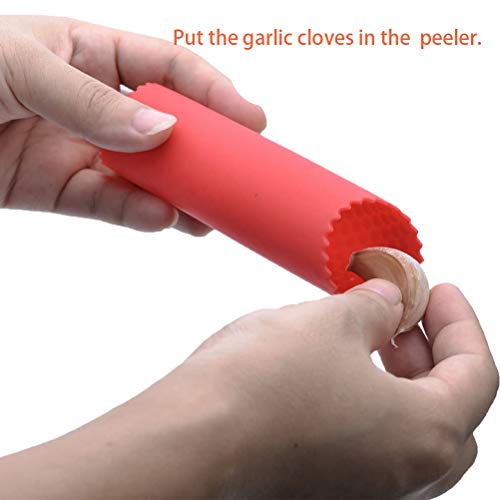 BaiJ Pelador de Ajos,2 Piezas Manual Pelador de Silicona Fácil Utiles de Cocina Útil Utensilios Accesorios Fácil de Pelar Ajo Gadgets de Cocina Mantenga Sus Manos Libres de Olores Negro/Transparente