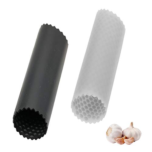 BaiJ Pelador de Ajos,2 Piezas Manual Pelador de Silicona Fácil Utiles de Cocina Útil Utensilios Accesorios Fácil de Pelar Ajo Gadgets de Cocina Mantenga Sus Manos Libres de Olores Negro/Transparente