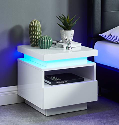BAÏTA Cosmos Mesita de Noche LED, Lacado, 40 cm