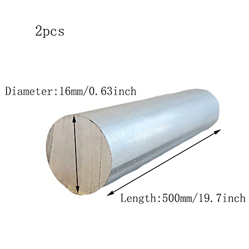 BAIWANLIN Varilla de Aluminio sólida 7075 Barra Torno Redonda Varilla aleación,Herramienta Laboratorio Electrónica Decoración Longitud500mm,16mm（2pcs）